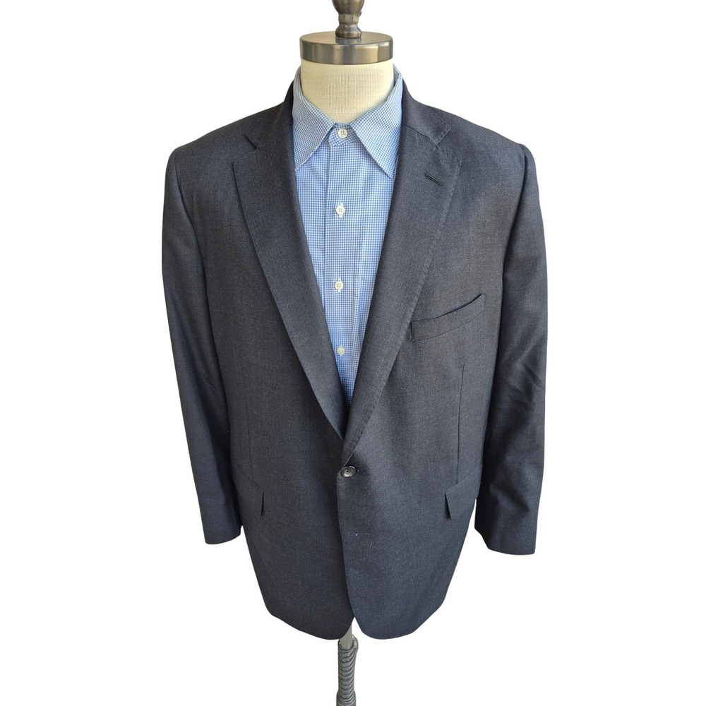 Tom James Mens Charcoal Grey Blazer Skull Print Lining Mens Sz 46 R Sport Coat